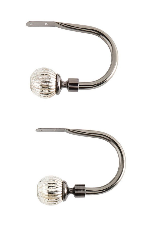 Next Raffhaken Glas-Vorhanghalter in Quecksilber-Optik, 2er-Set von Next