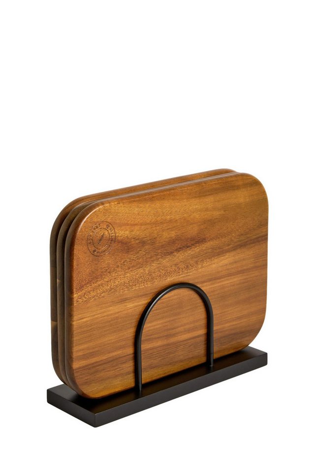 Next Schneidebrett Bronx Schneidebretter mit Metallgestell, 3er-Set, Holz, Eisen, (1-St) von Next