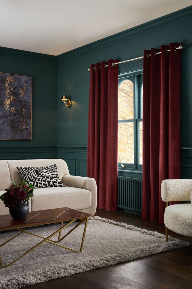 Next Verdunkelungsvorhang Ösenvorhänge aus Mattsamt - Verdunklung/Thermo (2 St) von Next