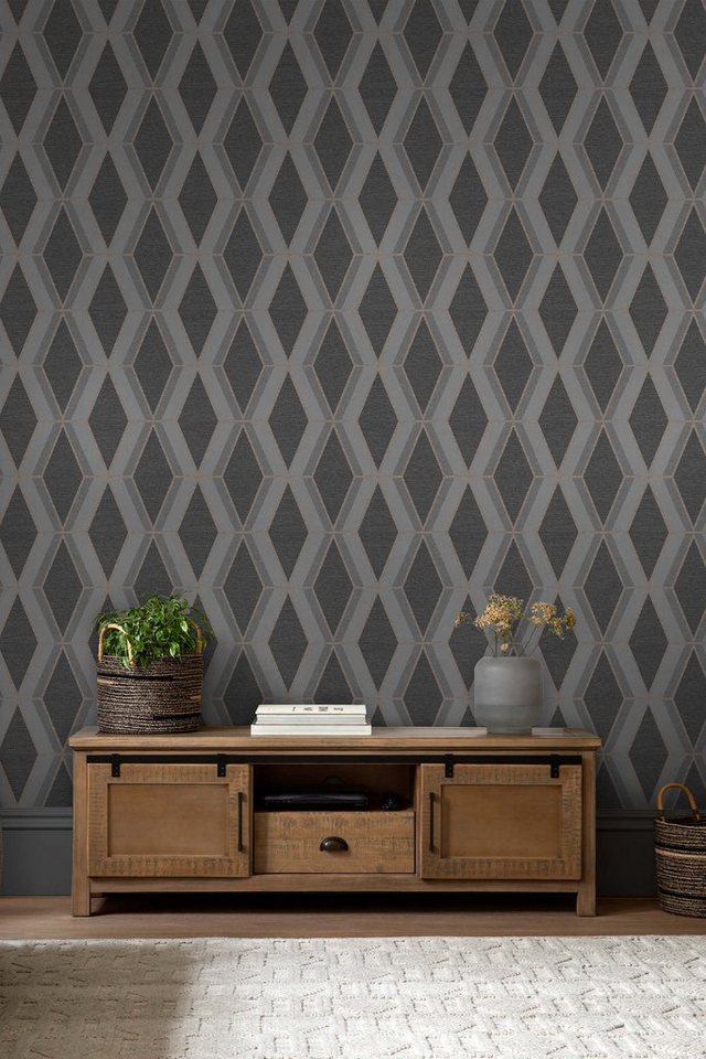 Next Vliestapete OPTICAL Geometrisch Vliestapete 10mx52cm, glatt, 3D-Optik, (1 St), Optisches Dreieck grün 10mx52cm von Next