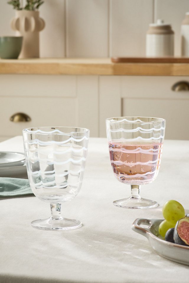 Next Weinglas Kannelierte gestreifte Weingläser im 2er-Set, Glas von Next