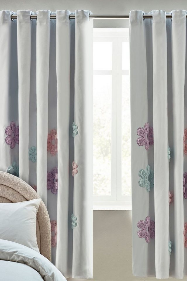 Next Verdunkelungsvorhang Blickdichte Ösenvorhänge mit Blumenapplikation, (2 St) von Next