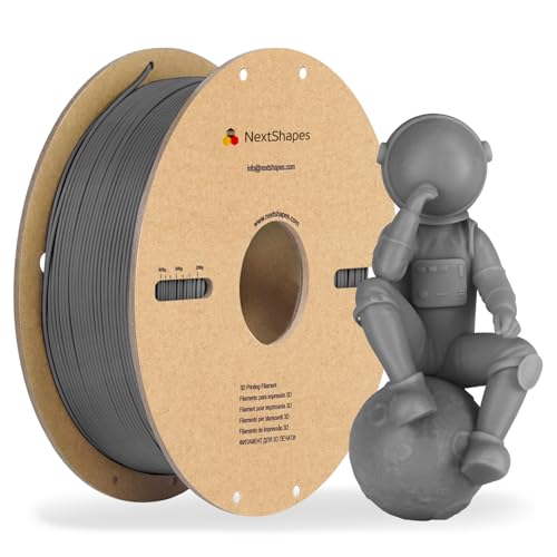 NextShapes Hochrobustes 3D-Drucker-Filament PLA Pro, 1,75 mm Kartonspule, 1 kg, Maßgenauigkeit +/- 0,02 mm, 3D-Druck-Filament für die meisten FDM-3D-Drucker (Dunkelgrau, 1er-Pack) von NextShapes