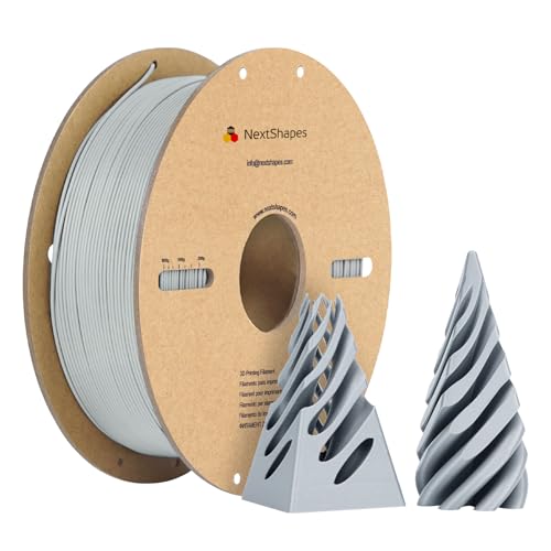 NextShapes Standard PLA Filament 1.75 mm, Maßgenauigkeit +/- 0.02 mm, Sauber Gewickeltes PLA, Schnelles Drucken, 1kg Spule (2.2 lbs), Passend für die Meisten FDM 3D Drucker (Hellgrau, 1000g) von NextShapes