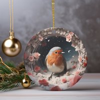 3D Rotkehlchen, Winter Vogel Keramik Ornament Für Den Weihnachtsbaum, Weihnachtsvogel Geschenk, Home Decor, Weihnachtsvogel Christbaumkugel von NextUpLovelyGifts