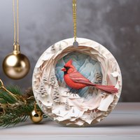 Kardinal 3D Print, Keramik Ornament Für Den Weihnachtsbaum, Kardinal Geschenk, Home Decor, Christbaumkugel, Weihnachtsdekoration, Winter Vogel Dekor von NextUpLovelyGifts