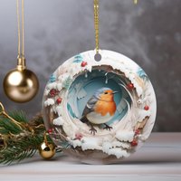 Rotkehlchen, 3D Winter Vogel Keramik Ornament Für Den Weihnachtsbaum, Weihnachtsgeschenk, Home Decor Weihnachtskugel, Weihnachtsdekoration von NextUpLovelyGifts