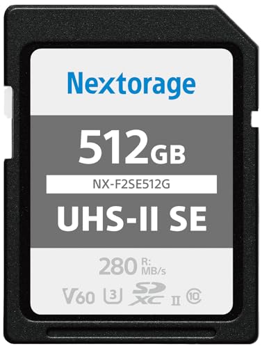 Nextorage Japanischer Hersteller UHS-II SD Karte 512GB SDXC V60 Maximale Lesegeschwindigkeit 280MB/s Maximale Schreibgeschwindigkeit 150MB/s 4K Aufnahme NX-F2SE512G Speicherkarte von Nextorage