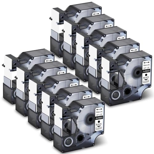NexusDrive 10pk schwarz auf klaren laminierten Etiketten Bandkompatibel mit 45800 19mm D1 Standard -Bandbezeichnungen Arbeiten mit 450 Duo -Drucker Universal Fit von NexusDrive