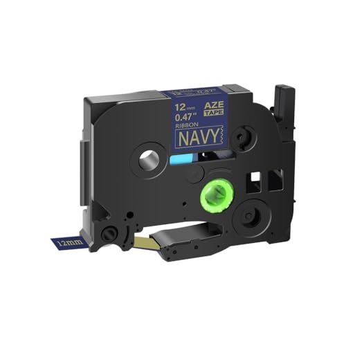 NexusDrive 12mm Satinband Nicht-laminierte Bänder kompatibel mit TZ Tze-R234 RW34 RE34-Bänder für Pt-H100L GL-H100 Label Drucker Universal Fit Drittanbieter Ersatz(Gold on Navy) von NexusDrive