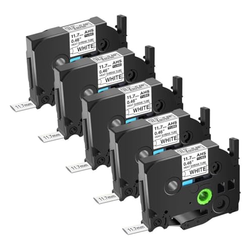 NexusDrive 3-10pcs Wärmeschrinkrohre Etikett kompatibel mit HS HSE 231 631 5,8 mm/11,9 mm Bandband Universal Anpassung für PT-1010 Etikettdrucker Aftermarket-Austausch(5PK Black on White) von NexusDrive