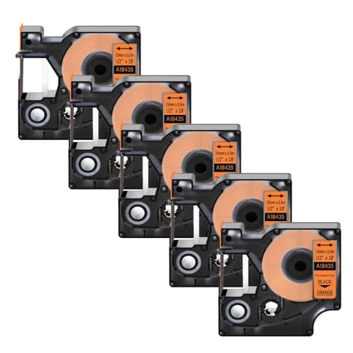 NexusDrive 5pcs schwarz auf weißem ind kompatibel mit Flexibles Nylon -Etikettband für 18488 18489 Universal Fit 12mm(5PK Vinyl Orange) von NexusDrive