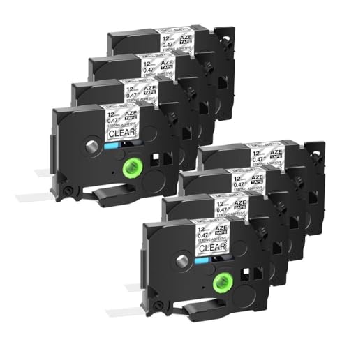 NexusDrive 8PK 6 9 12 18 24 mm kompatibel mit S231 S131 S631 Universal Fit Black auf weißer Extra Tack Acrylkleber -Label -Label -Band für Etikettenhersteller(Black on Clear) von NexusDrive