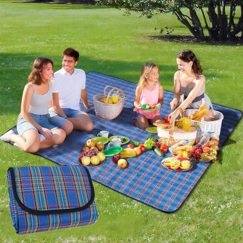 NexusGoods wasserdichte Picknickdecke Campingdecke Für Camping, Strand Und Outdoor, Faltbar Mit Griff, Weiche Tragbare Mehrzweckmatte (Blau,150x80cm) von NexusGoods