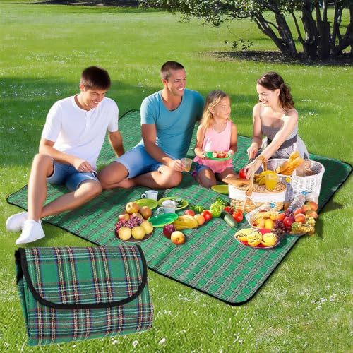 NexusGoods wasserdichte Picknickdecke Campingdecke Für Camping, Strand Und Outdoor, Faltbar Mit Griff, Weiche Tragbare Mehrzweckmatte (Grün,150x80cm) von NexusGoods