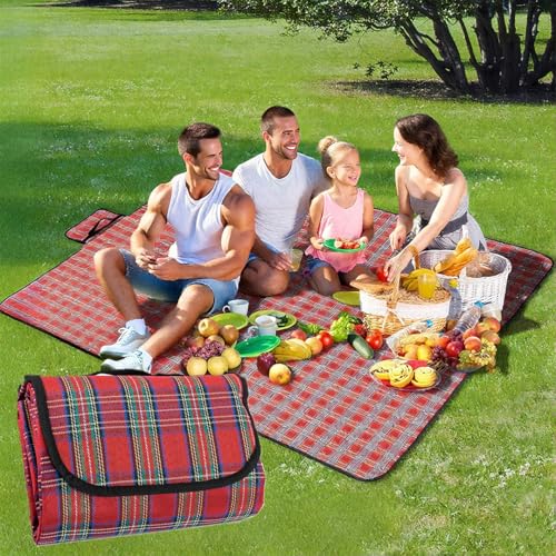 NexusGoods wasserdichte Picknickdecke Campingdecke Für Camping, Strand Und Outdoor, Faltbar Mit Griff, Weiche Tragbare Mehrzweckmatte (Rot,150x80cm) von NexusGoods
