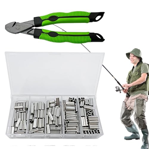 Crimphülsen zum Angeln,Angel-Crimpset - Angel-Crimpzange aus Hartstahl - Zange zum Angeln, Crimp-Loop-Hülsen-Set, Hand-Crimper-Werkzeuge, robuster, rutschfester Griff für manuelle Crimper Crimphülsen zum Angeln,Angel-Crimpset - Angel-Crimpzange aus Hartstahl - Zange zum Angeln, Crimp-Loop-Hülsen-Set, Hand-Crimper-Werkzeuge, robuster, rutschfester Griff für manuelle Crimper von Nexusectar