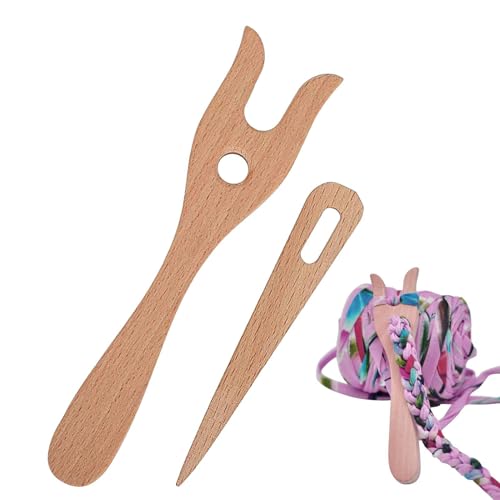 Strickgabel WebstuhlwerkzeuHölzernes Lucet | Gabelflechter-Set aus Holz,Big Eye-Nadelset, Lucet-Flechtgabel zum Nähen, Häkelnadeln, Strickgabel-Kit, Webnadel-Kit, Strickzubehör für DIY-Strickarbeiten von Nexusectar