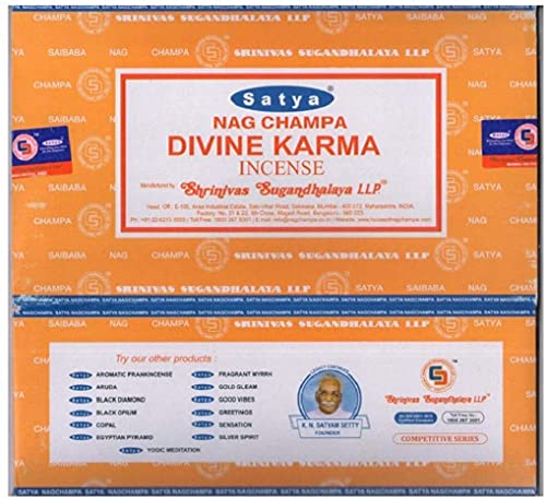 Nexxa Satya Nag Champa Räucherstäbchen Divine Karma, 12 Packungen à 15 g (180 g) von Nexxa