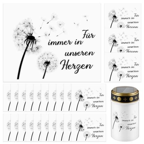 Nezyo 24 Stück Aufkleber für Grabkerzen für Immer in Unseren Herzen Trauer Kerzentattoo Trauerkerzen Folie Kerzenaufkleber Kerzen Dekorieren Kerzensticker Kerzen Erinnerung Gedenklicht Kondulenz von Nezyo