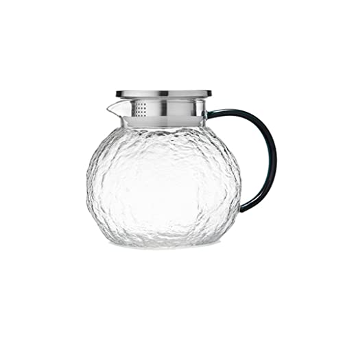 Nff Glaskanne 1,3 L Mit Deckel Wasserkanne Mit Henkel Hitzebeständige Teekanne Aus Glas Geeignet for Saft, Tee, Milch, Kaffee von Nff