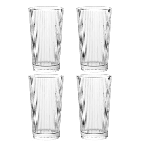 Wasserglas, Bleifreies, Klares Kristallglas, Vertikale Streifen, Longdrinkglas, 4er-Set For Wasser, Saft, Milch, Kaffee Und Tee, 400 Ml (Size : 400ML) von Nff