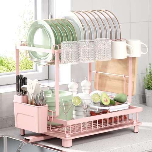 Nfnoyp Multifunktionales Abtropfgestell für Geschirr (Rosa) von Nfnoyp