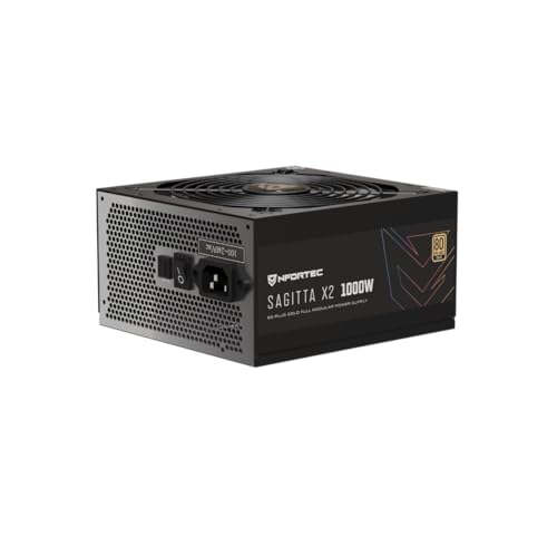 Nfortec Sagitta X2 Netzteil, 1000 W, modulares 80+ Gold, leiser Lüfter PCIE 5.1, ATX 3.1, Schwarz von Nfortec
