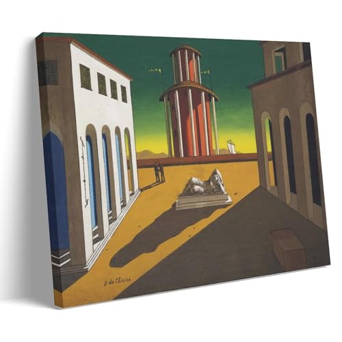 NgAnoh De Chirico Squares Of Italy von Giorgio De Chirico Leinwand gedruckt Poster Gemälde auf Leinwand Wandkunst Scroll Bild Druck Wohnzimmer Wände Dekor Häuser 30 x 45 cm von NgAnoh