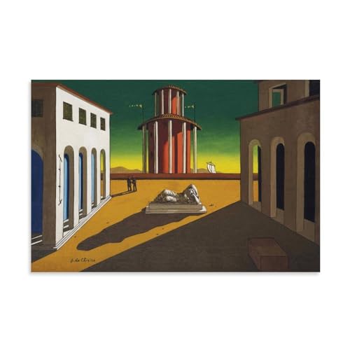 NgAnoh De Chirico Squares Of Italy von Giorgio De Chirico Leinwanddruck, Fotokunst, Gemälde, Leinwand, Heimdekoration, Schlafzimmer, moderne Dekorationen, Geschenke, 30 x 45 cm von NgAnoh