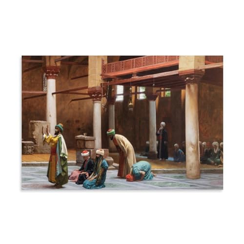 NgAnoh Gebete in der Moschee von Jean-Leon Gerome Leinwand gedruckt Poster Kunst Leinwand Malerei Dekor Wanddruck Foto Geschenke Zuhause Moderne Dekorationen 30 x 45 cm von NgAnoh
