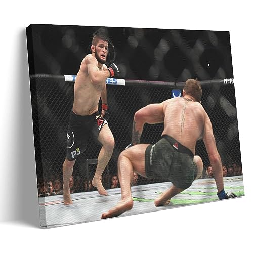 NgAnoh Khabib Nurmagomedov Battle Poster Wandkunst Scroll Leinwand Gemälde Bild Wohnzimmer Dekor Zuhause 50 x 75 cm von NgAnoh