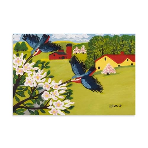 NgAnoh Kolibri von Maud Lewis Leinwanddruck, Poster, Wandkunst, Geschenke, Foto, Gemälde, Raumdekoration, Heimdekoration, 40 x 60 cm von NgAnoh