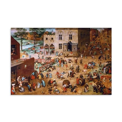 NgAnoh Kunstdruck auf Leinwand, Motiv: Kinderspiele von Pieter Bruegel The Elder, 50 x 75 cm von NgAnoh