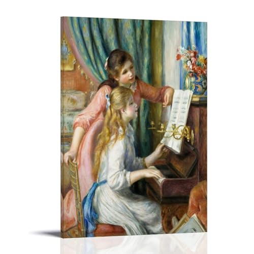 NgAnoh Leinwanddruck, Motiv: Zwei Mädchen im Klavier von Pierre Auguste Renoir, ästhetischer Druck, Kunst, Wandgemälde, Leinwand, Geschenke, moderne Schlafzimmer-Dekoration, 60 x 90 cm von NgAnoh