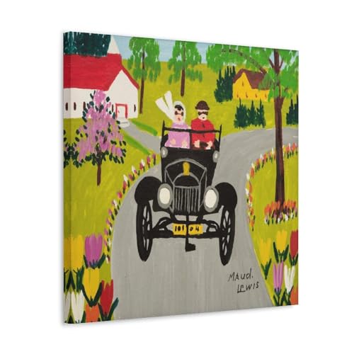 NgAnoh Maud Lewis Leinwanddruck, Motiv: Traktoren von Maud Lewis, Kunst, Leinwand, Gemälde, Dekor, Wanddruck, Fotogeschenke, Heimdekoration, moderne Dekorationen, 30 x 30 cm von NgAnoh