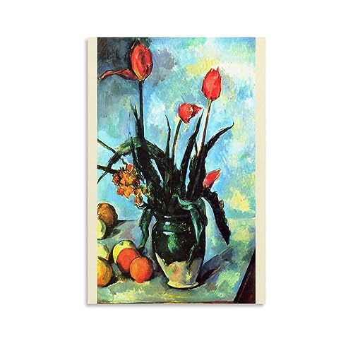 NgAnoh Paul Cezanne Tulpen in einer Vase auf Leinwand, bedruckt, Poster, Wandkunst, Bilddrucke, hängendes Foto, Geschenkidee, Dekoration, Zuhause, Kunstwerke, 20 x 30 cm von NgAnoh