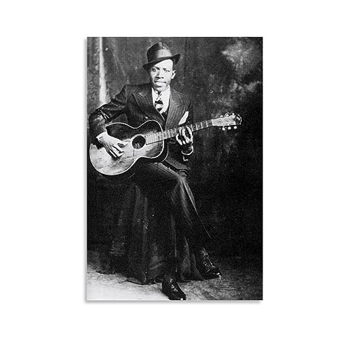 NgAnoh Robert Johnson Play-Gitarre, Schwarz-Weiß-Posterdruck, Fotokunst, Malerei, Leinwand, Heimdekoration, Schlafzimmer, moderne Dekorationen, Geschenke, 30 x 45 cm von NgAnoh