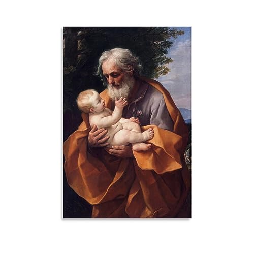 NgAnoh St. Joseph mit dem Jesuskind von Guido Reni, Leinwanddruck, Fotokunst, Gemälde, Leinwand, Heimdekoration, Schlafzimmer, moderne Dekorationen, Geschenke, 40 x 60 cm von NgAnoh