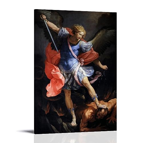 NgAnoh St. Michael Erzengel von Guido Reni Leinwand gedruckt Poster Bild Druck Wandkunst Malerei Leinwand Kunstwerke Geschenkidee Zimmer Ästhetik 20 x 30 cm von NgAnoh