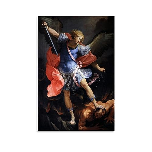 NgAnoh St. Michael Erzengel von Guido Reni Leinwanddruck, Fotokunst, Malerei, Leinwand, Heimdekoration, Schlafzimmer, moderne Dekorationen, Geschenke, 20 x 30 cm von NgAnoh