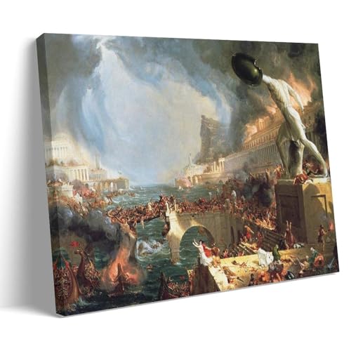 NgAnoh The Course of Empire Destruction by Thomas Cole Leinwanddruck, Kunstdruck, Wandbild, Malerei, hängendes Bild, Familienschlafzimmer, Dekoration, Geschenk, 20 x 30 cm von NgAnoh