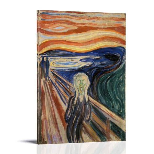 NgAnoh The Scream (1893) von Edvard Munch, Leinwanddruck, Poster, Wandkunst, Gemälde, Leinwanddrucke, Kunstwerke, Schlafzimmer, Wohnzimmer, Dekoration, 60 x 90 cm von NgAnoh