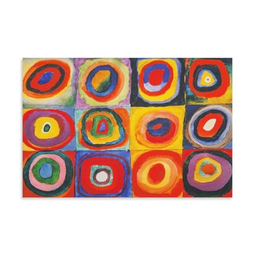 NgAnoh Wassily Kandinsky Leinwanddruck, Quadrate mit konzentrischen Kreisen und Farbstudien, 60 x 90 cm von NgAnoh
