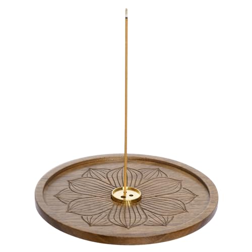 Hölzerner Räucherstäbchen Halter 3 Löcher Lotusblume Räucherstäbchenhalter Räucherstäbchen Meditation Yoga Schlafhilfe Dekoration Incense Holder Halb Handgefertigt 12x12x2cm von Nhgkju
