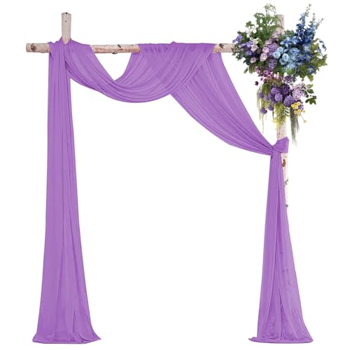 NHGKJU Hochzeitsbogen aus Chiffon-Stoff 75x600cm Perlglanz Tüll Meterware – Romantische Hochzeitsdekoration für Zeremonie, Outdoor, Tischdeko & Traubogen (Transparent, Polyester) (Lila) von Nhgkju