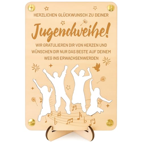 Nhgkju Holz Jugendweihe Geschenke für Jungen Mädchen Geldgeschenk Jugendweihe Deko Bunter Druck 16x11cm von Nhgkju