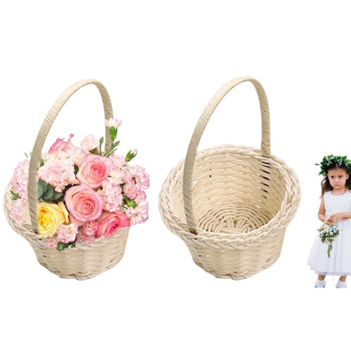 Blumenmädchenkorb, 2 Stück, gewebter Blumenkorb, Aufbewahrungskorb, Osterkorb, kleine leere Blumenkörbe, Süßigkeiten-Aufbewahrungskorb, handgefertigter Blumenkorb zum Platzieren von Blumenmädchenkorb, 2 Stück, gewebter Blumenkorb, Aufbewahrungskorb, Osterkorb, kleine leere Blumenkörbe, Süßigkeiten-Aufbewahrungskorb, handgefertigter Blumenkorb zum Platzieren von von Nhujevkom