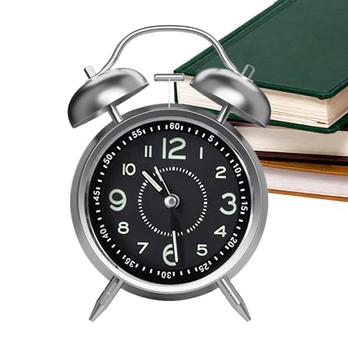 Nhujevkom Altmodischer Wecker, klassischer analoger Wecker für den Schreibtisch, leise, nicht tickende Uhr mit Doppelglocke für Teenager, Mädchen, , Kinder, Senioren, Erwachsene, Wohnheim von Nhujevkom