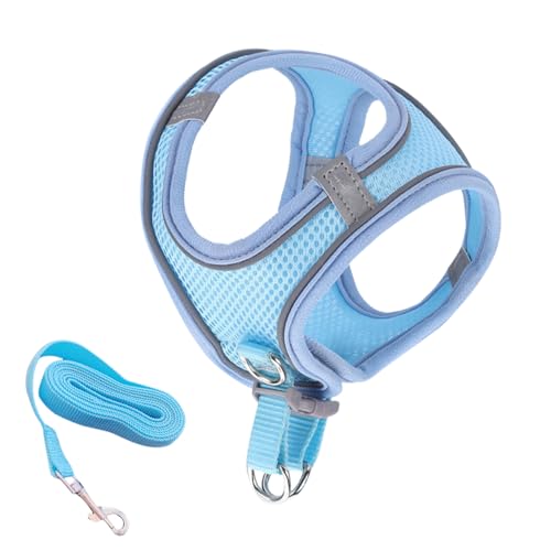 Nhujevkom Ausbruchssicheres Katzengeschirr - Weiches Mesh-Geschirr Mit Reflektierenden Sicherheitsstreifen - Haustier Zubehör Für Sicherheit Training Reisen Wandern Rucksack Outdoor Abenteuer von Nhujevkom